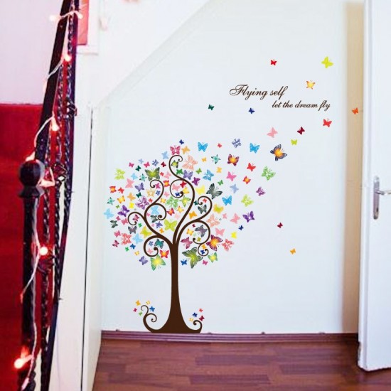 Sticker decorativ, Copacul cu fluturi, 130 cm, 799STK