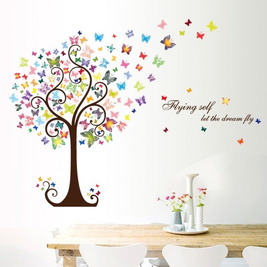 Sticker decorativ, Copacul cu fluturi, 130 cm, 799STK