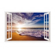 Sticker decorativ, Fereastra 3D, Apa, 85 cm, 528STK