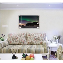 Sticker decorativ, Fereastra 3D, Aurora Borealis, 85 cm, 692STK