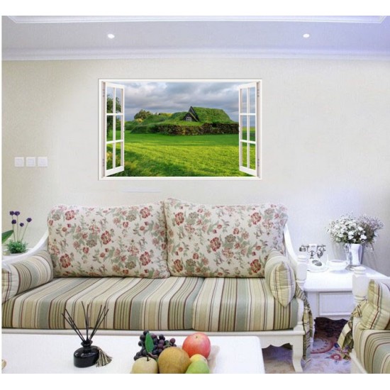 Sticker decorativ, Fereastra 3D, Casa, 85 cm, 626STK