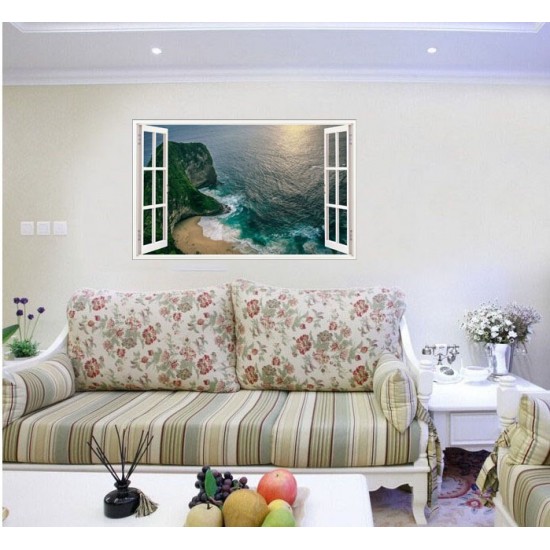 Sticker decorativ, Fereastra 3D, Ocean, 85 cm, 590STK