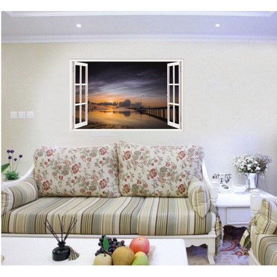 Sticker decorativ, Fereastra 3D, Ocean, 85 cm, 593STK