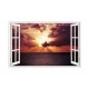 Sticker decorativ, Fereastra 3D, Ocean, Apus, 85 cm, 585STK
