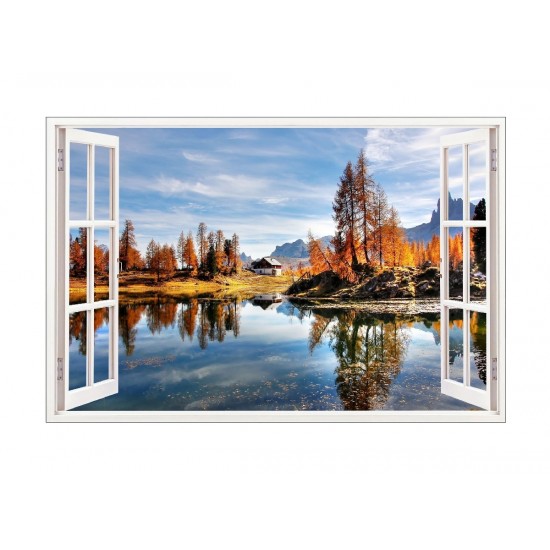 Sticker decorativ, Fereastra 3D, Peisaj de munte, 85 cm, 580STK Sticker decorativ, Fereastra 3D, Peisaj de munte, 85 cm, 580STK
