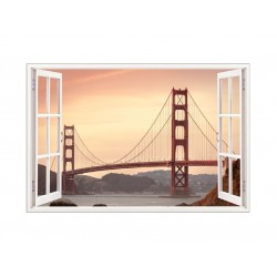 Sticker decorativ, Fereastra 3D, Podul Golden Gate, 85 cm, 641STK