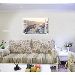 Sticker decorativ, Fereastra 3D, Santorini, 85 cm, 672STK