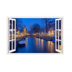 Sticker decorativ, Fereastra 3D, Viena, 85 cm, 566STK