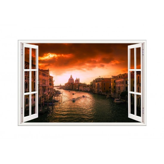 Sticker decorativ, Fereastra 3D, Viena, 85 cm, 567STK
