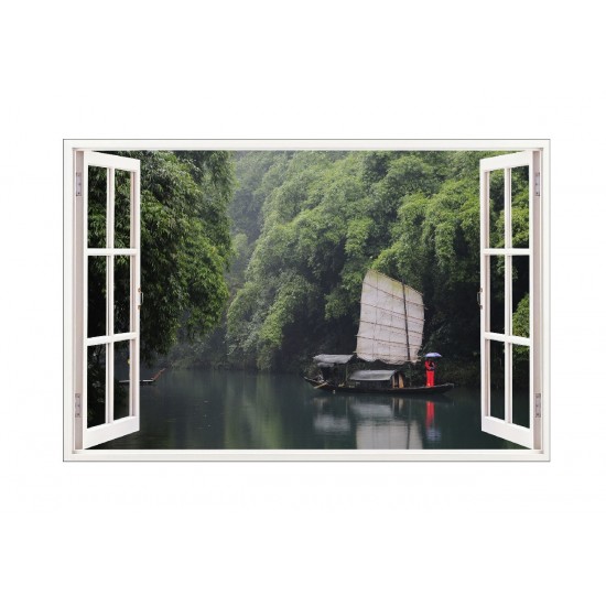 Sticker decorativ, Fereastra 3D, Yangtze River, 85 cm, 572STK