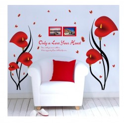 Sticker decorativ, Flori Anthurium rosii, 147 cm, 742STK
