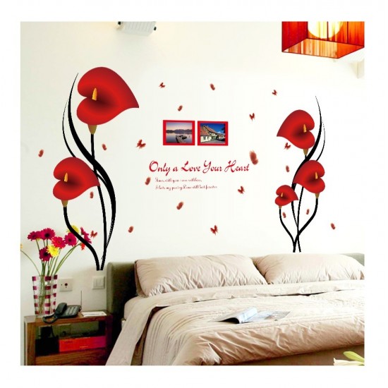 Sticker decorativ, Flori Anthurium rosii, 147 cm, 742STK