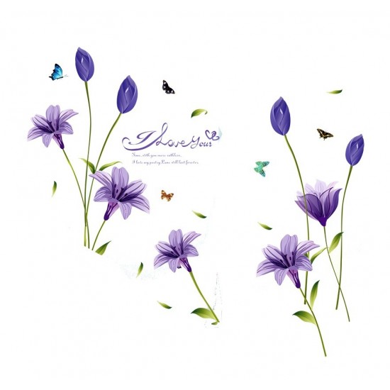 Sticker decorativ, Flori albastre, 160 cm, 744STK