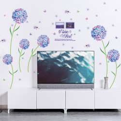 Sticker decorativ, Flori albastre cu 2 rame foto, 145 cm, 795STK