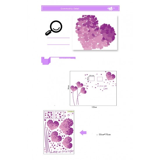 Sticker decorativ, Flori mov, 125 cm, 703STK