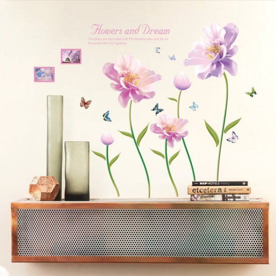 Sticker decorativ, Flori mov, 127 cm, 790STK