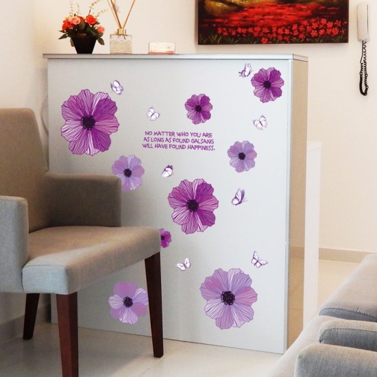 Sticker decorativ, Flori mov, 130 cm, 787STK