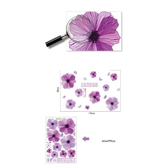 Sticker decorativ, Flori mov, 130 cm, 787STK