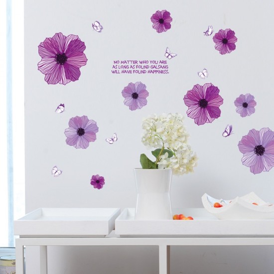 Sticker decorativ, Flori mov, 130 cm, 787STK