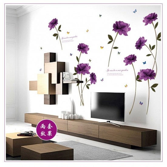 Sticker decorativ, Flori mov, 140 cm, 797STK