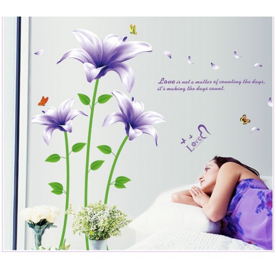 Sticker decorativ, Flori mov, 170 cm, 739STK