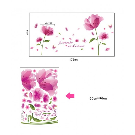 Sticker decorativ, Flori mov, 176 cm, 733STK