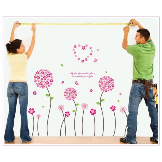 Sticker decorativ, Flori roz, 130 cm, 702STK