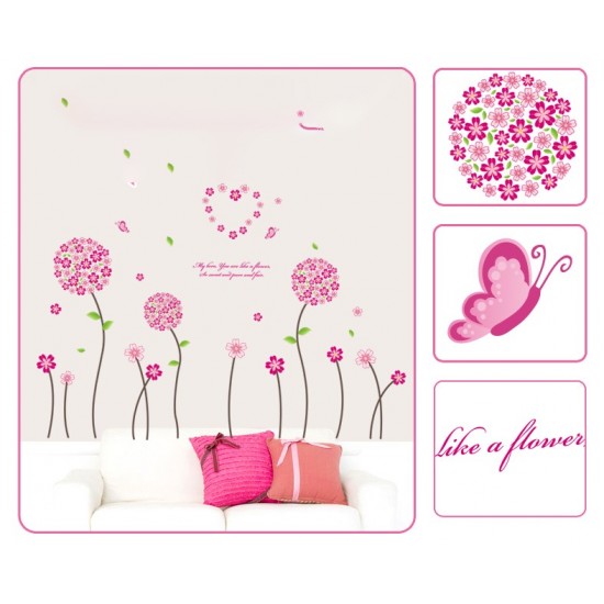 Sticker decorativ, Flori roz, 130 cm, 702STK