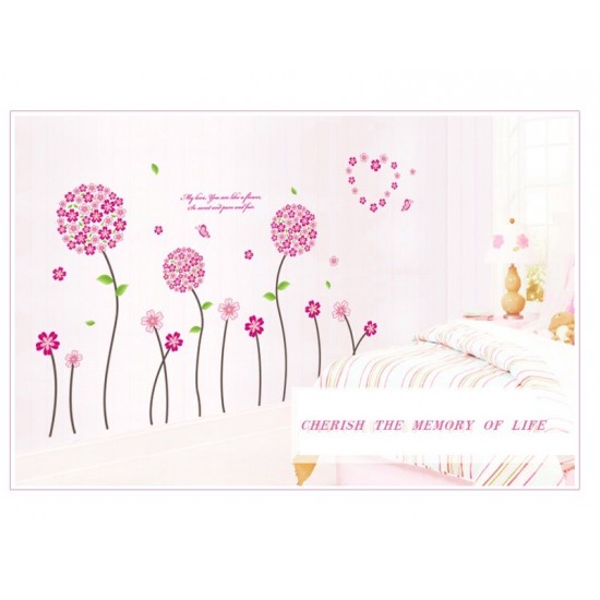 Sticker decorativ, Flori roz, 130 cm, 702STK
