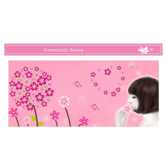 Sticker decorativ, Flori roz, 130 cm, 702STK