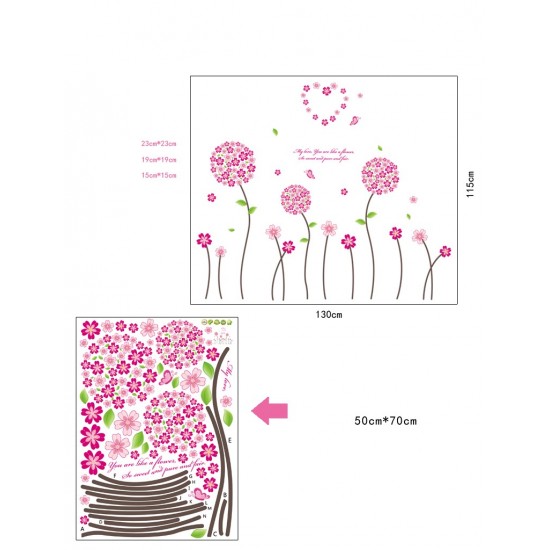 Sticker decorativ, Flori roz, 130 cm, 702STK