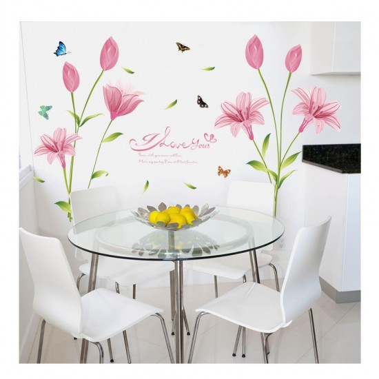 Sticker decorativ, Flori roz, 160 cm, 743STK