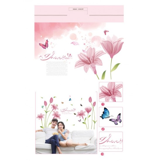 Sticker decorativ, Flori roz, 160 cm, 743STK