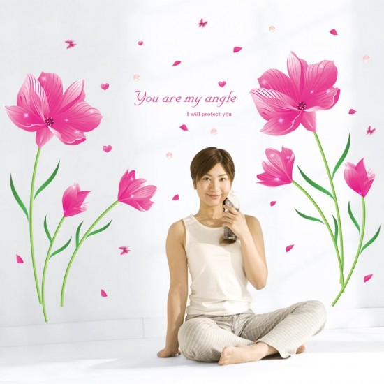 Sticker decorativ, Flori roz, 205 cm, 796STK