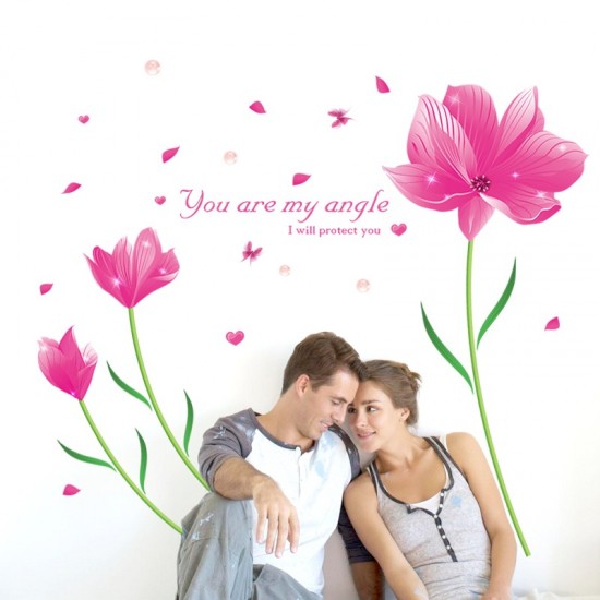 Sticker decorativ, Flori roz, 205 cm, 796STK