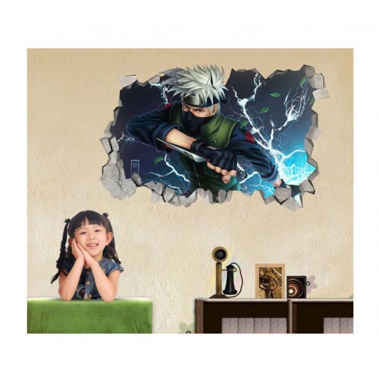 Sticker decorativ, Gaura in perete 3D, Anime, 85 cm, 1002-2STK