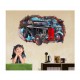 Sticker decorativ, Gaura in perete 3D, Masina, 85 cm, 1013STK