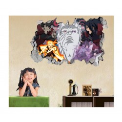 Sticker decorativ, Gaura in perete 3D, Uchiha-Uzumaki, 85 cm, 1017STK-2