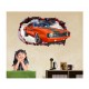 Sticker decorativ, Gaura in perete, Masina, 80 cm, 1006STK-1