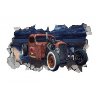 Sticker decorativ, Gura in perete 3D, Masina, 80 cm, 1009STK-2