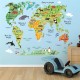 Sticker decorativ, Harta lumii a animalelor, 140 cm, 750STK