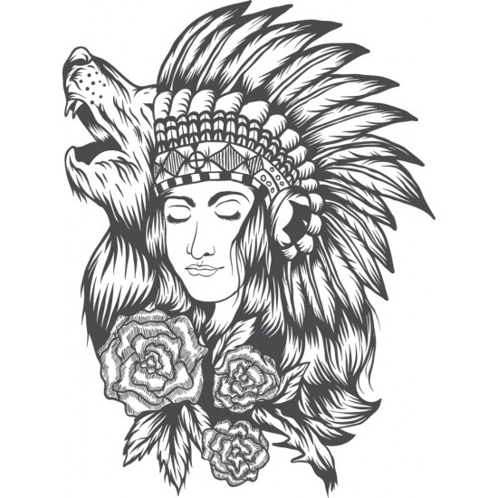 Sticker decorativ, Indian girl, 80 cm, 1078STK Sticker decorativ, Indian girl, 80 cm, 1078STK
