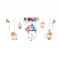 Sticker decorativ, Pasari, Colivie, 141 cm, 734STK
