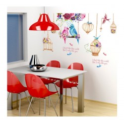 Sticker decorativ, Pasari, Colivie, 141 cm, 734STK