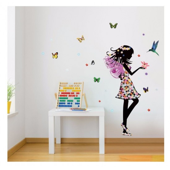 Sticker decorativ, Printesa, Fluturi, 110 cm, 730STK