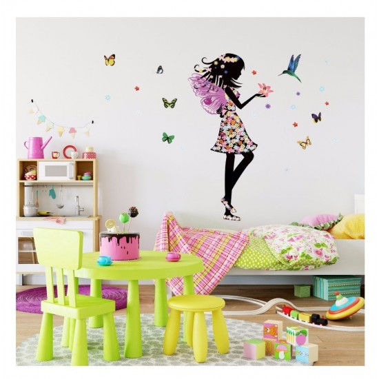Sticker decorativ, Printesa, Fluturi, 110 cm, 730STK
