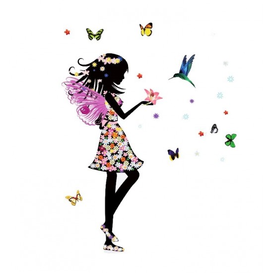 Sticker decorativ, Printesa, Fluturi, 110 cm, 730STK