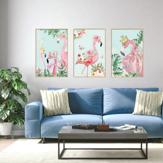 Sticker decorativ, Tablou flamingo, 93 cm, 806STK