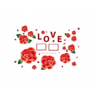 Sticker decorativ, Trandafiri rosii cu 2 rame foto, 120 cm, 793STK