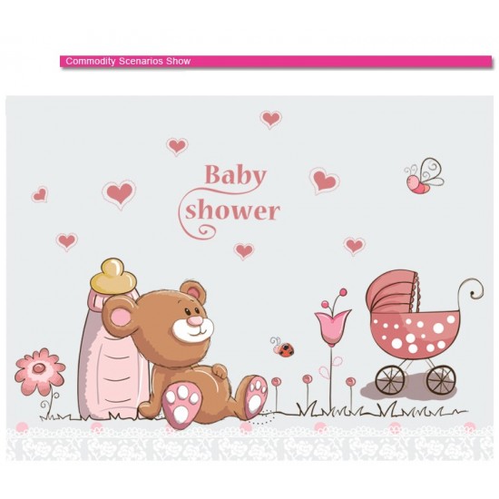Sticker decorativ, Ursuleti, Baby shower, 77 cm, 712STK